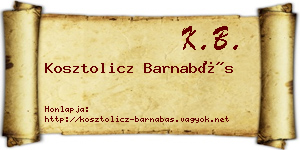 Kosztolicz Barnabás névjegykártya