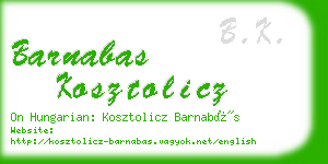 barnabas kosztolicz business card
